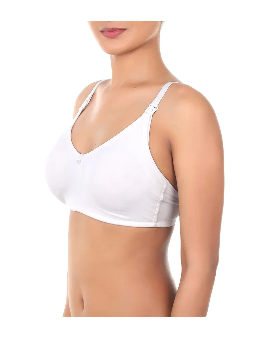 Double Layered Wire-Free Nursing Bra – White