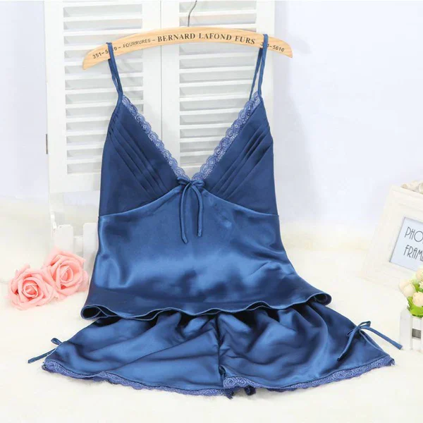 2 Piece Inner Top and Short Silk Cami Set