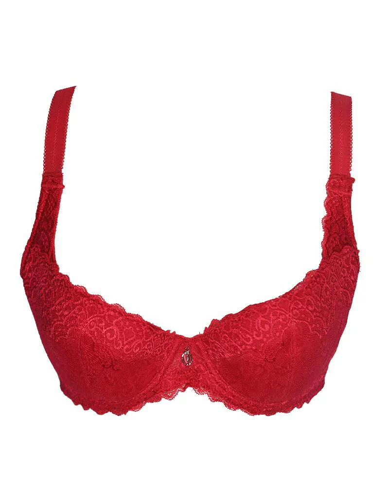Bridal Bra – Red Embroidered Underwidred Padded Bra