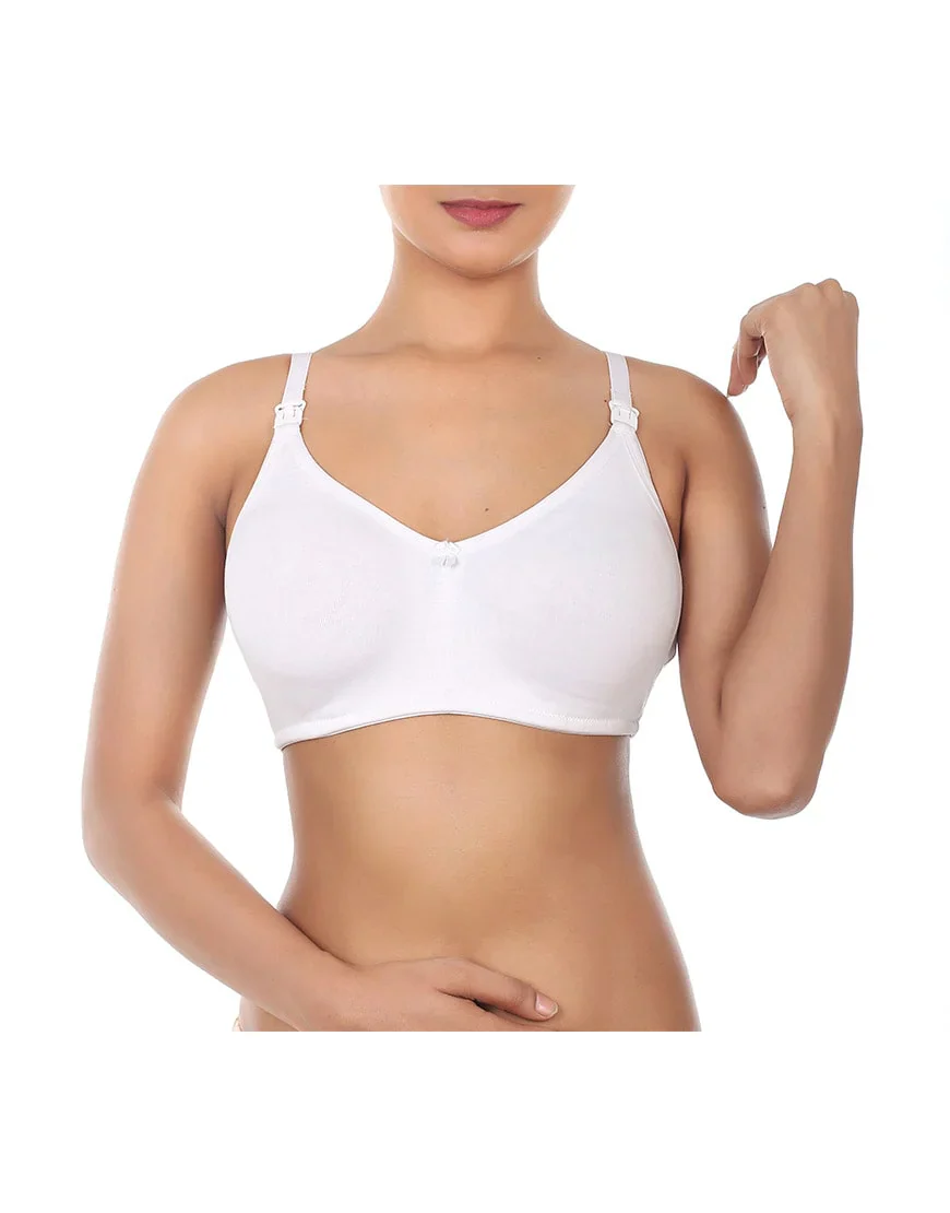 Double Layered Wire-Free Nursing Bra – White