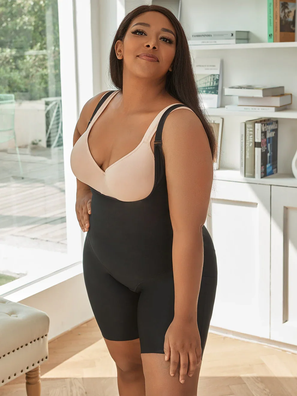 Plus Crotchless Shapewear Romper Bodysuit