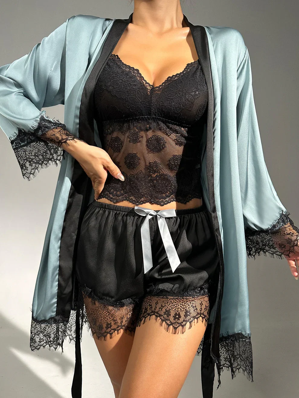 Belted Robe & Shorts Night Set