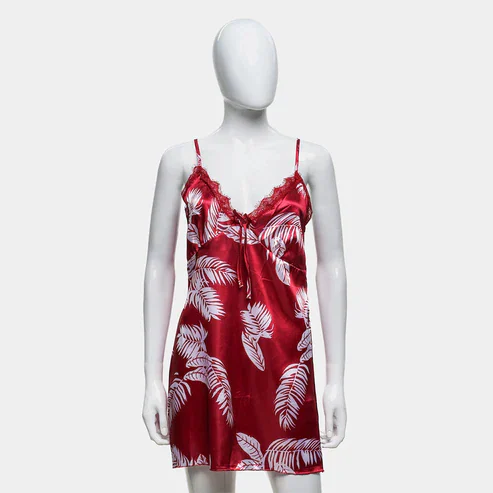 Hawaiian Print Silk 2pcs Nightgown set