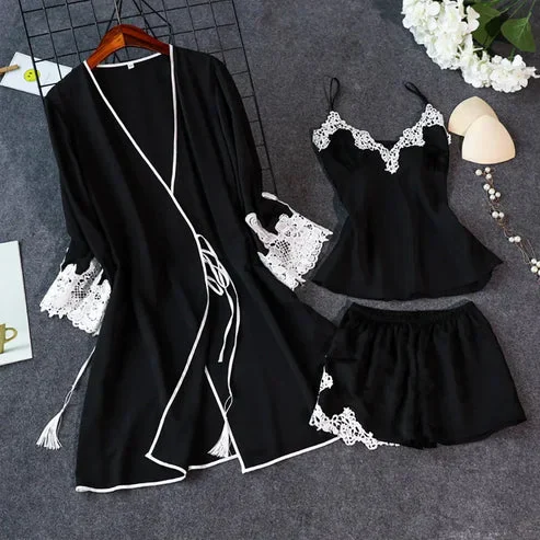 Embry Bridal Silk 3pcs Nightgown set