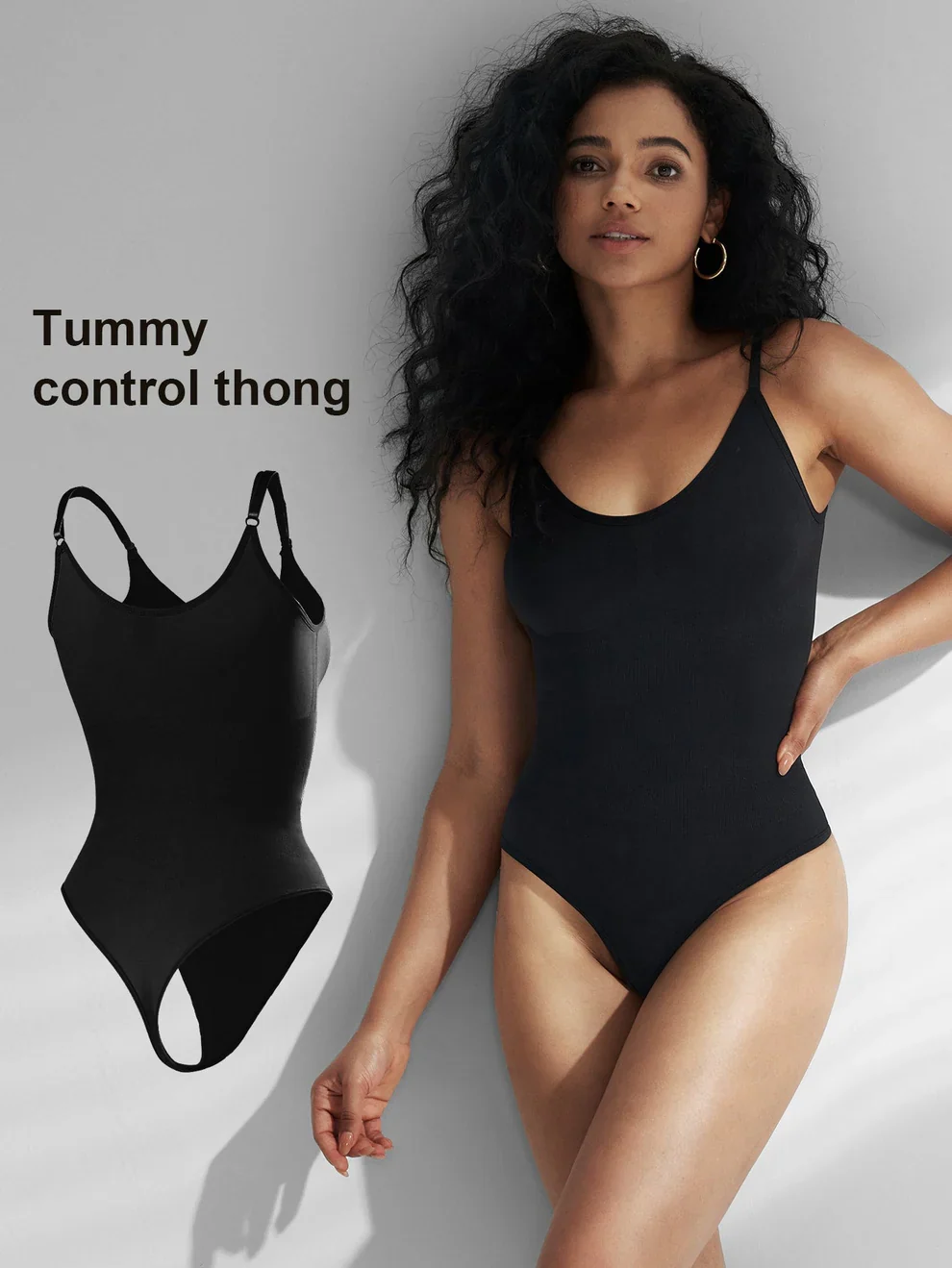 1pc Seamless Tummy Control Bodysuit Shapewear With Thong For Women