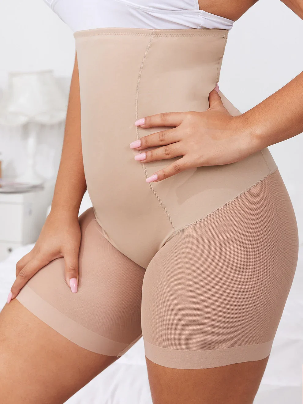Plus Contrast Mesh Shapewear Bottom